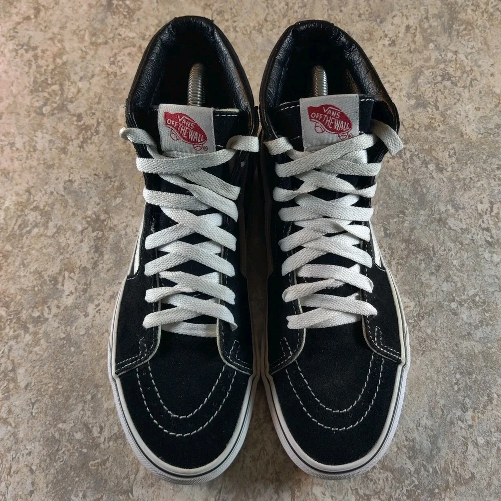 Vans Sk8-Hi Men 6.5 / Women 8 Shoes Black White Suede Skate Hi Top Classic - Picture 3 of 9